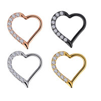1,2mm Heart Shaped Jewelled Right Hinged Segment Clicker...