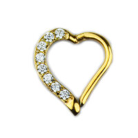 1,2mm Heart Shaped Jewelled Right Hinged Segment Clicker Ring