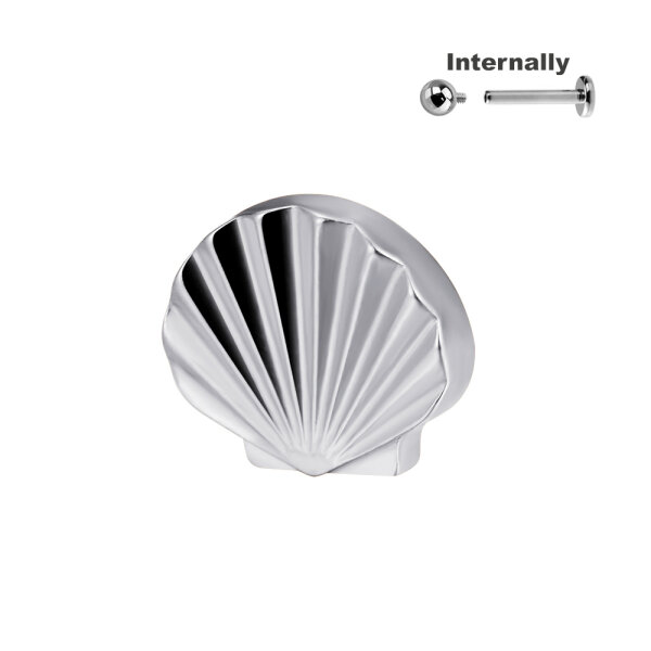 Titanium Seashell Diamond Cut Top for Internally Threaded Labrets