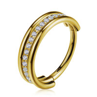 1,2mm Tripple Stacked Center Jewelled Hinged Segment Ring