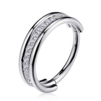 1,2mm Tripple Stacked Center Jewelled Hinged Segment Ring