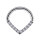 1,2mm Titanium Front CZ Stones Jewelled Drop Shape Hinged Clicker Ring