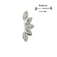 Curved Leaves Threadless Push in Pin