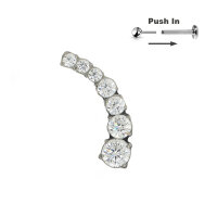 Curved CZ Stones Bar Threadless Push in Pin