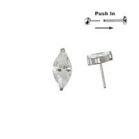 Single Oval CZ Stones Pin Threadless Push in Pin